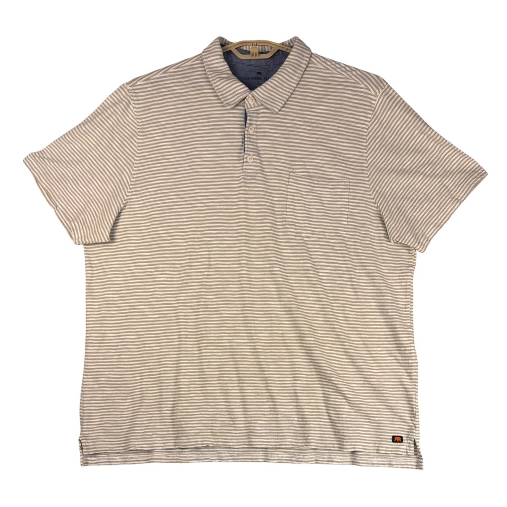 The Normal Brand Mens XXL Striped Cotton Polo Shirt Green White Short Sleeve